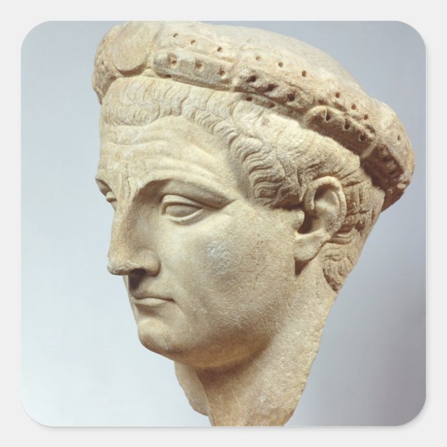 Adesivo Quadrado Claudius, cabeça de mármore, 41-54 AD (Frente)
