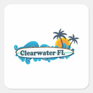 Adesivo Quadrado Clearwater Florida - projeto do surf