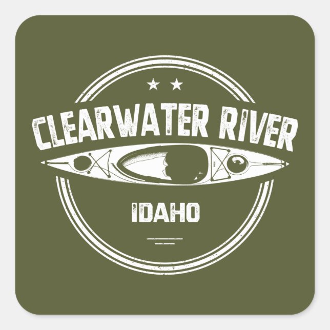Adesivo Quadrado Clearwater River Idaho Kayaking (Frente)