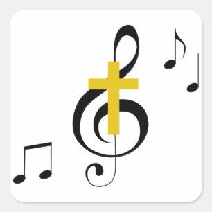 Adesivo Quadrado Clef e cruz de triplo