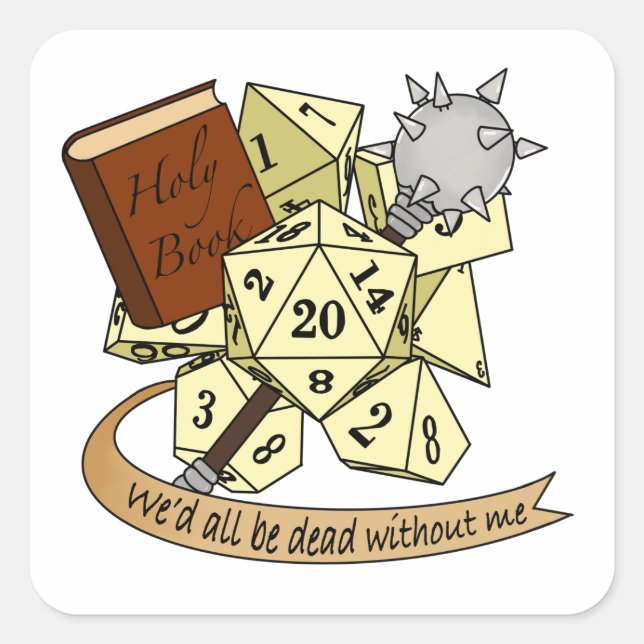 Adesivo Quadrado Cleric Dice Design (Frente)