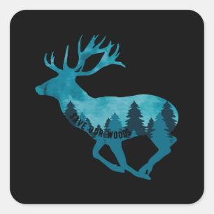 Adesivo Quadrado Climate Change Environmental Protection Deer Stag