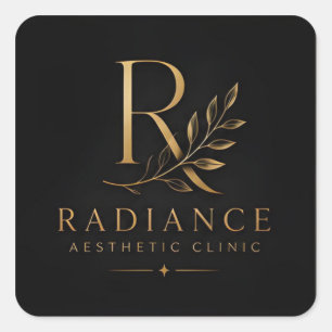 Adesivo Quadrado Clínica de Estética Radiance Logotipo de Luxo Gink