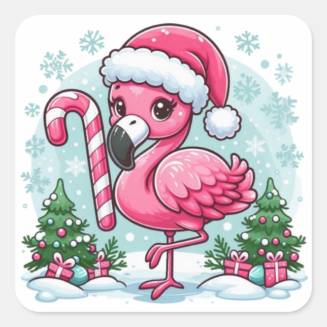 Adesivo Quadrado Clipart-10424 do Christmas Flamingo Sublimation (Frente)