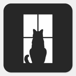 Adesivo Quadrado Clique do gato da janela para personalizar a