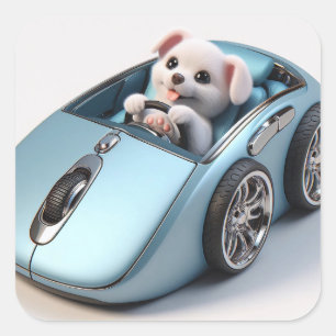 Adesivo Quadrado Clique e Vroom: Puppy Driver Edition