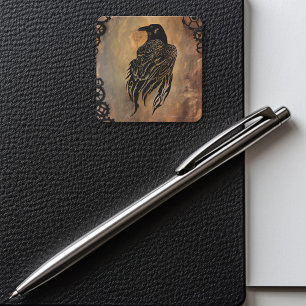 Adesivo Quadrado Clockwork Raven