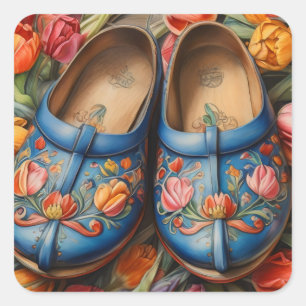 Adesivo Quadrado Clogs com fundo Tulip