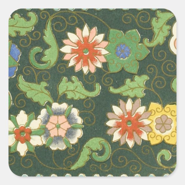 Adesivo Quadrado Cloisonte China Patter Asiático Oriental (Frente)
