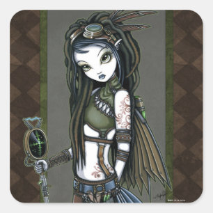 Adesivo Quadrado "Cloud Burst" Steampunk Aviatrix Fairy Stickers