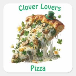 Adesivo Quadrado Clover Lovers Pizza St. Patrick’s Day