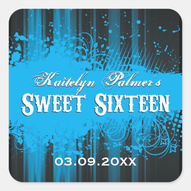 Adesivo Quadrado Club Flyer Look Sweet 16 Sticker (Frente)