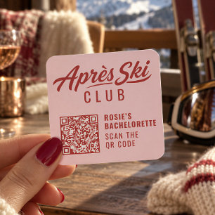 Adesivo Quadrado Clube Apres Ski Rosa Vermelho Festa de Despedida d