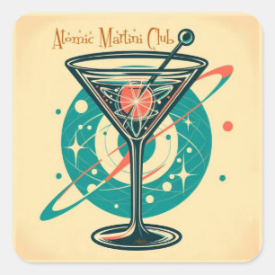 Adesivo Quadrado Clube da Martini Atômica Era Espacial