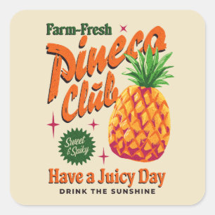 Adesivo Quadrado Clube da Pineco Vintage Fruta Fresca da Fazenda