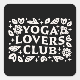 Adesivo Quadrado Clube de amantes de yoga grupo de amigos yogis