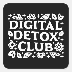 Adesivo Quadrado Clube de desintoxicação digital grupo de apoio às 