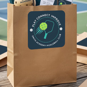 Adesivo Quadrado Clube de Esportes de Pickleball Preto Simples Mode