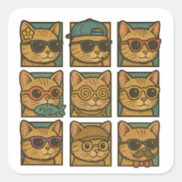 Adesivo Quadrado Clube de Gatinhos Louco