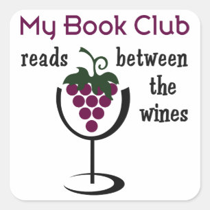 Adesivo Quadrado Clube de leitura do vinho