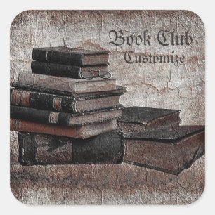 Adesivo Quadrado Clube de Livros Vintage de Livros