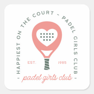 Adesivo Quadrado Clube de padel meninas estética rosa
