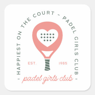 Adesivo Quadrado Clube de padel meninas estética rosa