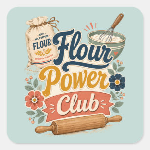 Adesivo Quadrado Clube de Panificação Flour Power Cottage