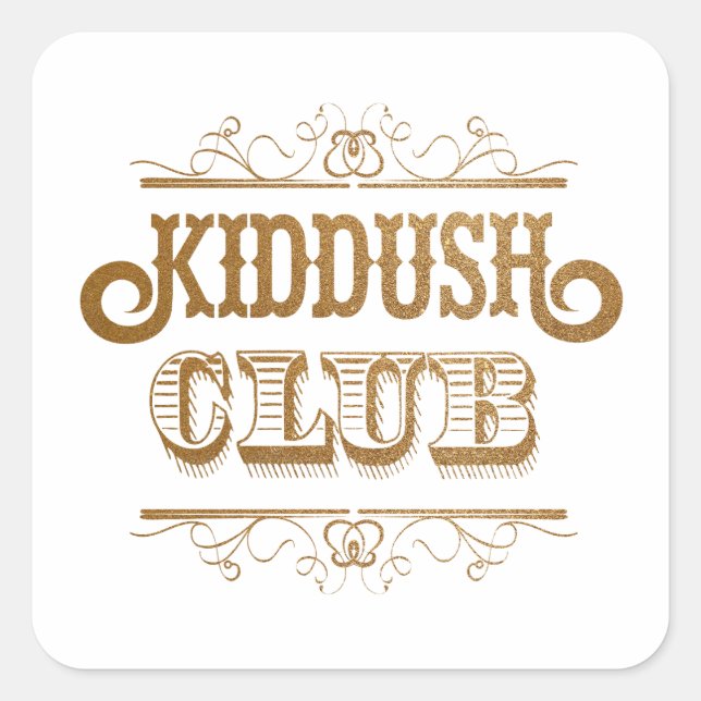Adesivo Quadrado Clube Kiddush. Xabá Yom Tov - L'Chaim! (Frente)