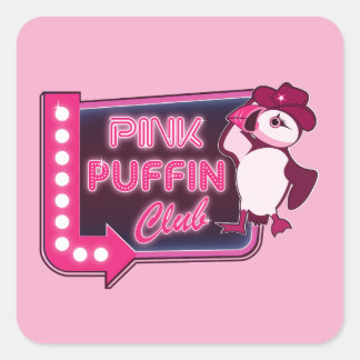 Adesivo Quadrado Clube Pink Puffin