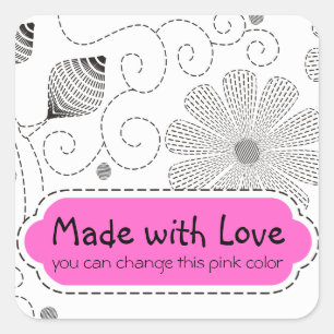 Adesivo Quadrado Coalho personalizado bordado costurando pontas flo