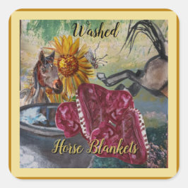 Adesivo Quadrado cobertores de cavalo lavados design