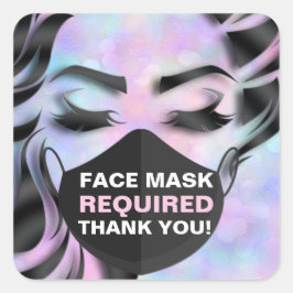 Adesivo Quadrado Cobertura de máscara facial necessária