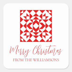Adesivo Quadrado Cobertura Geométrica de Natal Vermelho Vintage Per