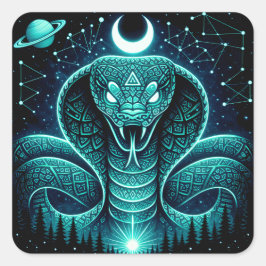 Adesivo Quadrado Cobra Celestial – Galáxia da Vida Selvagem Antiga 