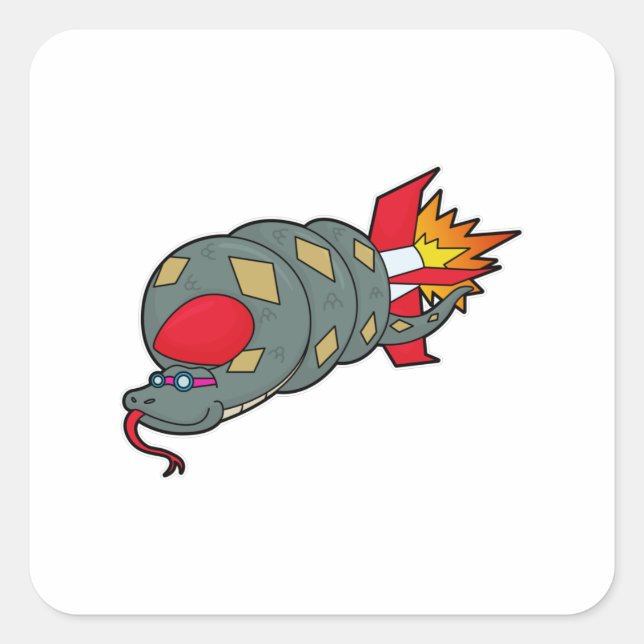 Adesivo Quadrado Cobra com foguete (Frente)