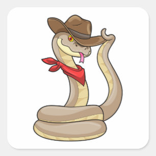 Adesivo Quadrado Cobra como Cowboy com Scarf