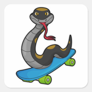 Adesivo Quadrado Cobra como Patinador com skate