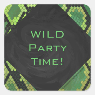 Adesivo Quadrado Cobra de Monograma Verde e Preto