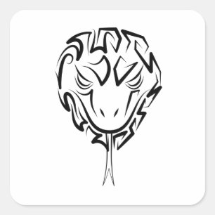 Adesivo Quadrado Cobra de Tribal Negro e Branco