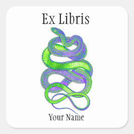 Adesivo Quadrado Cobra Ex Libris Bookboards, Personalizável
