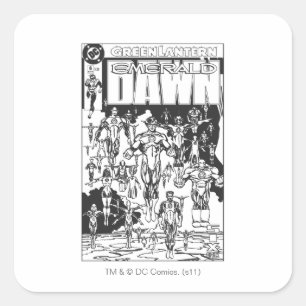 Adesivo Quadrado Cobrir esmeralda do alvorecer, preto e branco