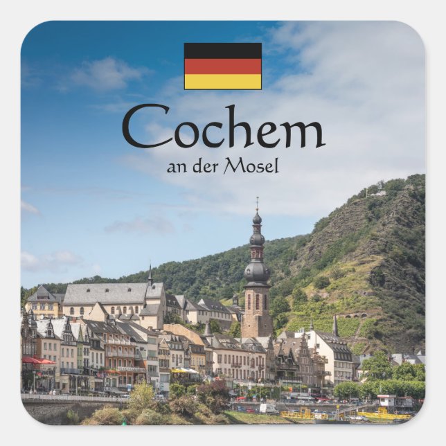 Adesivo Quadrado Cochem Alemanha Souvenir (Frente)