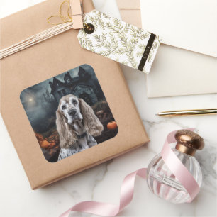 Adesivo Quadrado Cocker Spaniel Halloween Assustador