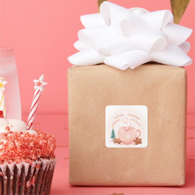 Adesivo Quadrado Cocoa, Cookies & Calm – Pastel Christmas CoT-Shirt (Festa)