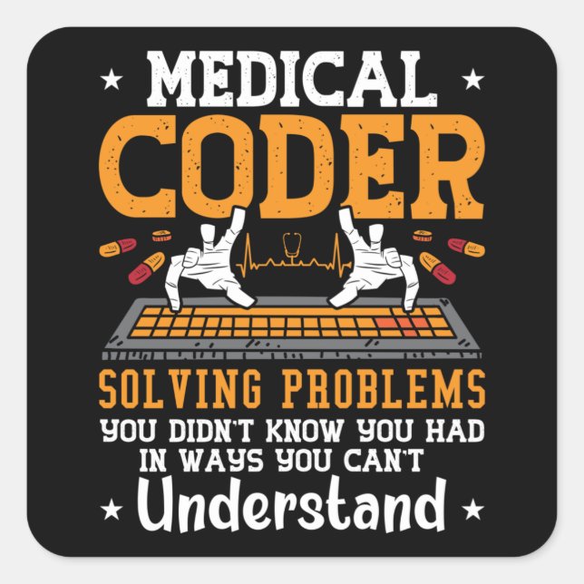Adesivo Quadrado Codificação Médica Resolução de Problemas Codifica (Frente)