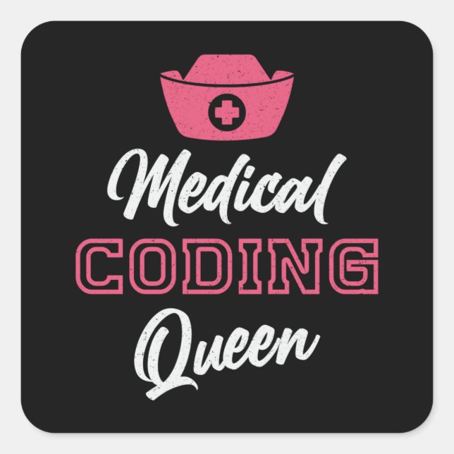 Adesivo Quadrado Codificador Médico Queen Coding ICD Programmer Cod (Frente)