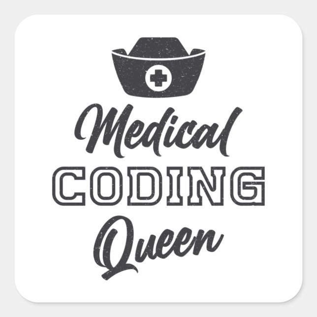 Adesivo Quadrado Codificador Médico Queen Coding ICD Programmer Gif (Frente)