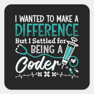 Adesivo Quadrado Codificador Médico Sendo Um Programador Codificado