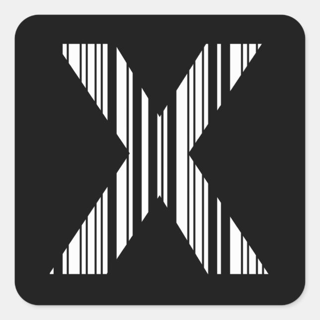 Adesivo Quadrado CÓDIGO DE BAR LETTER X Primeiro Padrão de Código d (Frente)